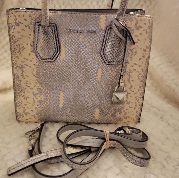 Michael Kors Metallic Faux Snakeskin Purse Crossbody Animal Print - Picture 10 of 13